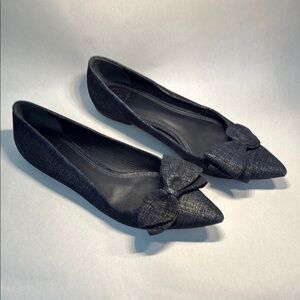 Tory Burch Black Flats with Bow Detail